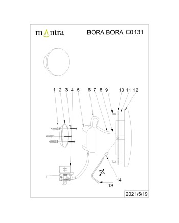 BORA BORA * APLIQUE LED REDONDO NEGRO - 6W  2700K